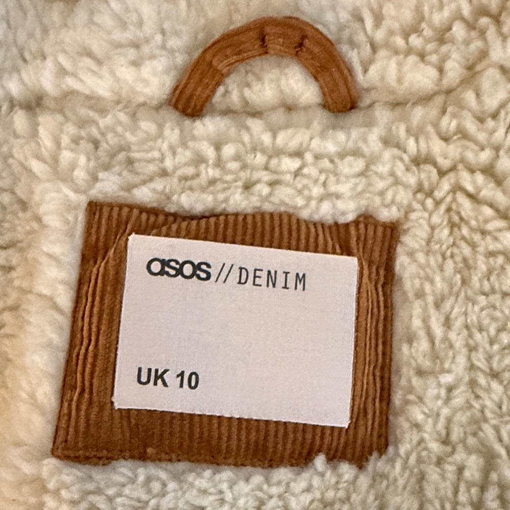 ASOS Denim Corduroy Sherpa Jacket -Brown - Size US 6 - Picture 3 of 16